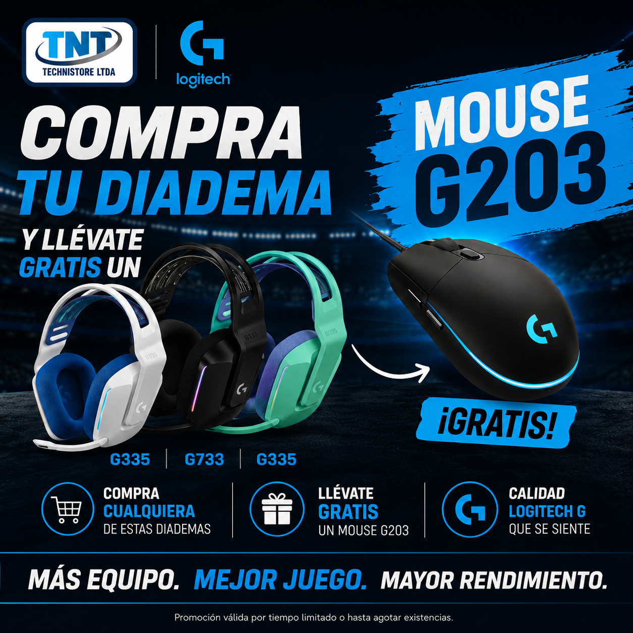 Compra tu diadema Logitech G y llévate gratis un Mouse G203
