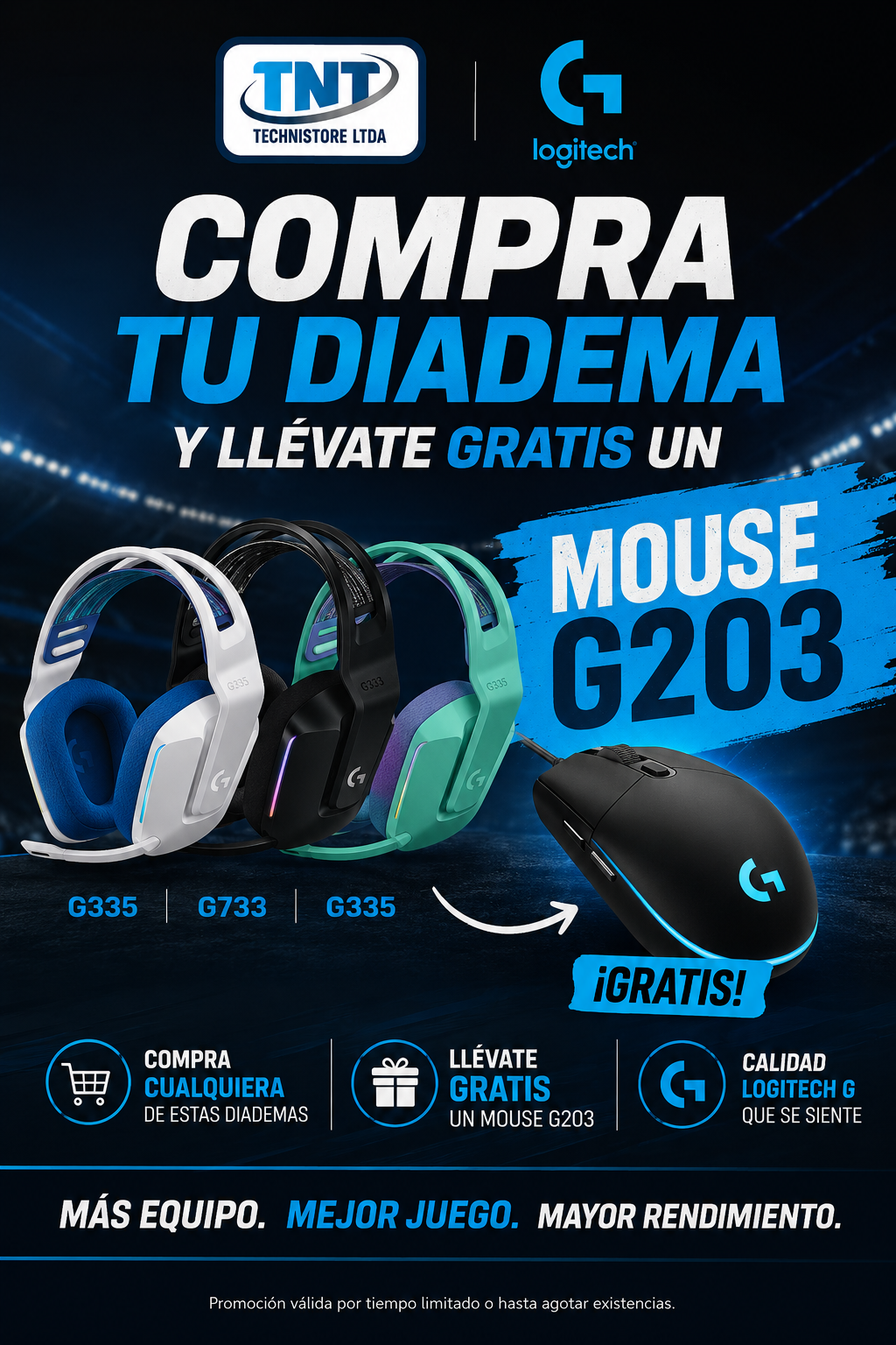 Compra tu diadema Logitech G y llévate gratis un Mouse G203